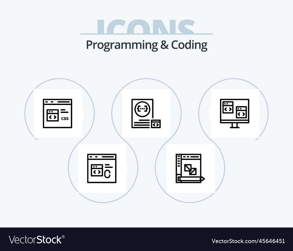 Programming and coding line icon pack 5