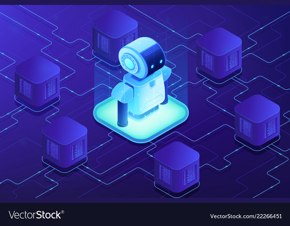 Robotics networking concept isometric
