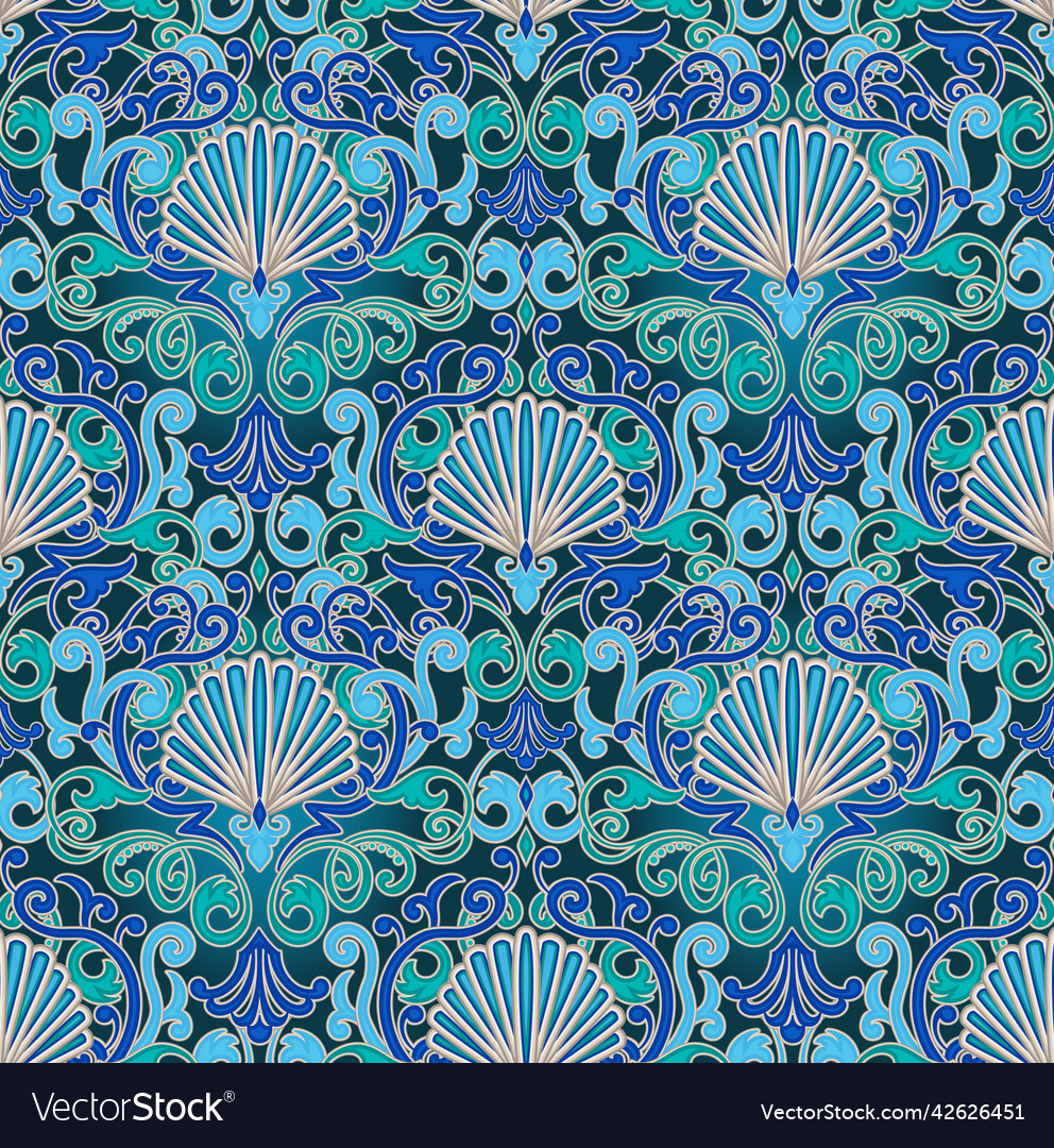 Seamless underwater pattern with seashell Vector Image Seamless underwater pattern with seashell