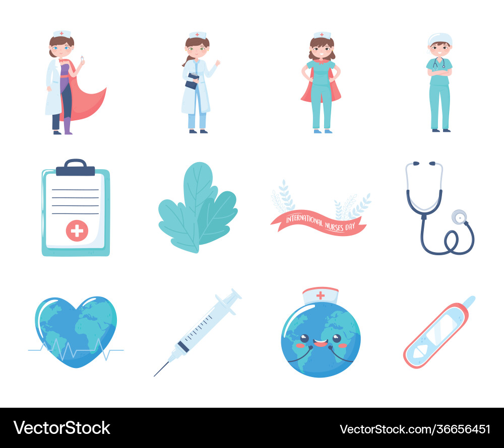 Set nurses day Royalty Free Vector Image - VectorStock