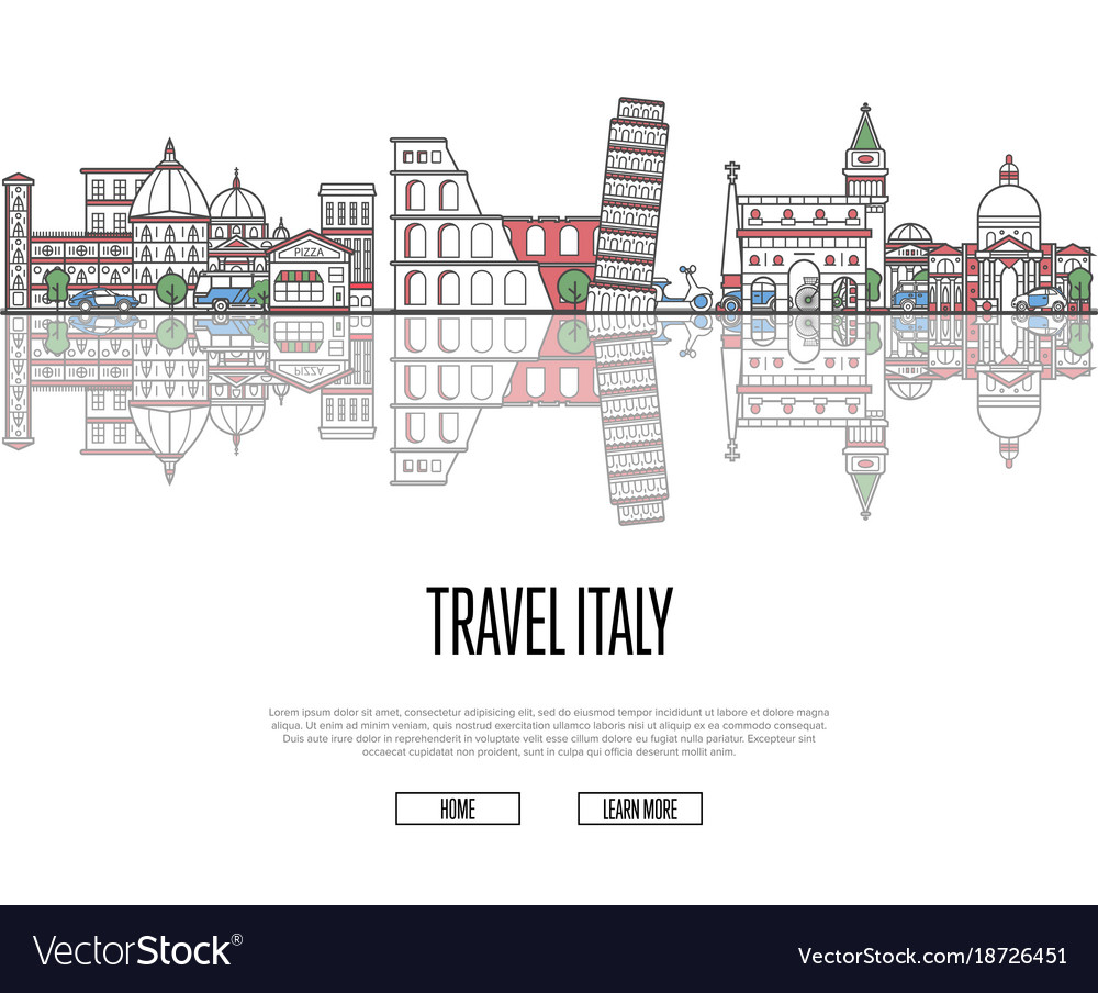 Travel tour to italy poster in linear style