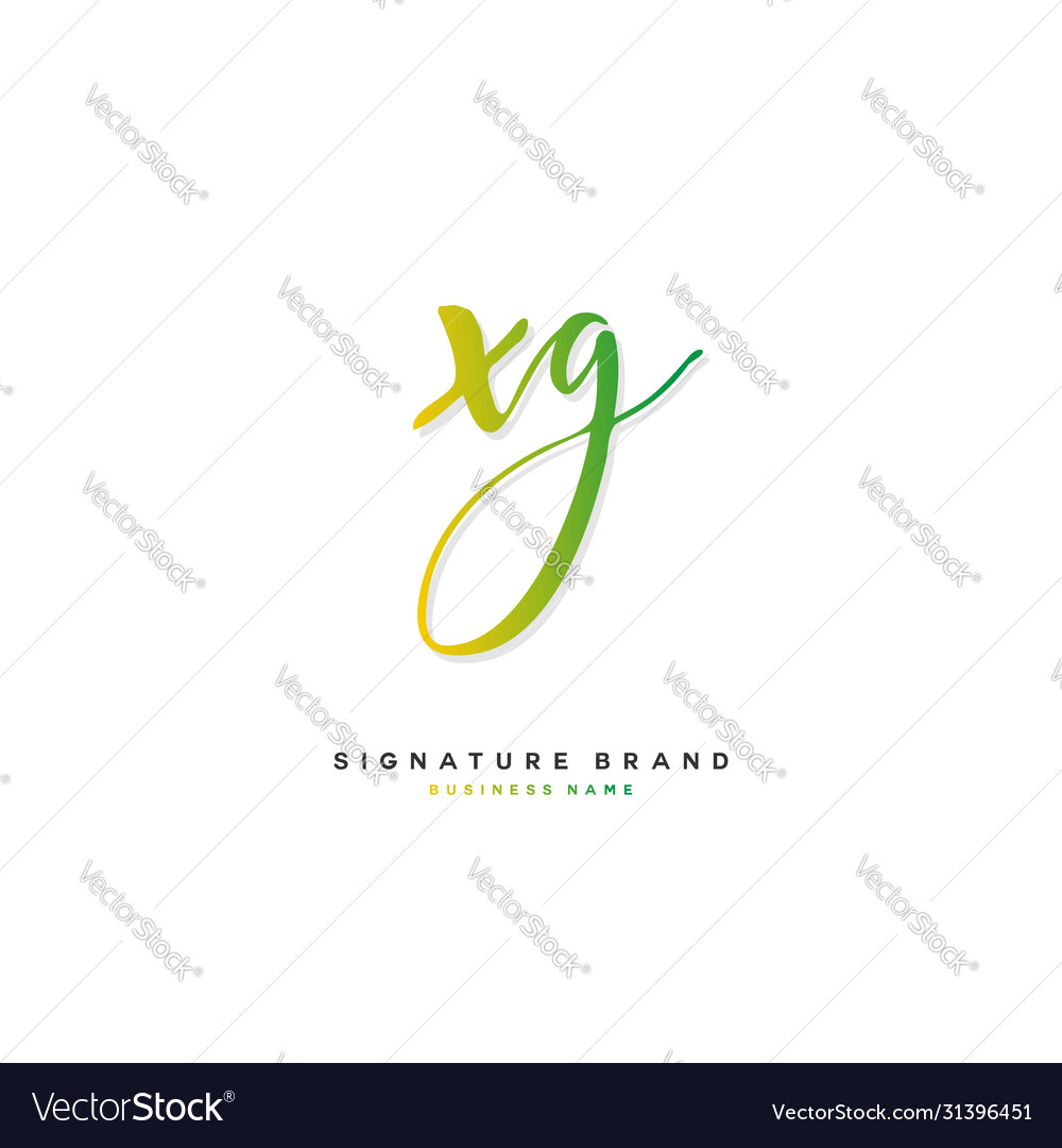X G Xg Initial Letter Handwriting And Signature Vector Image