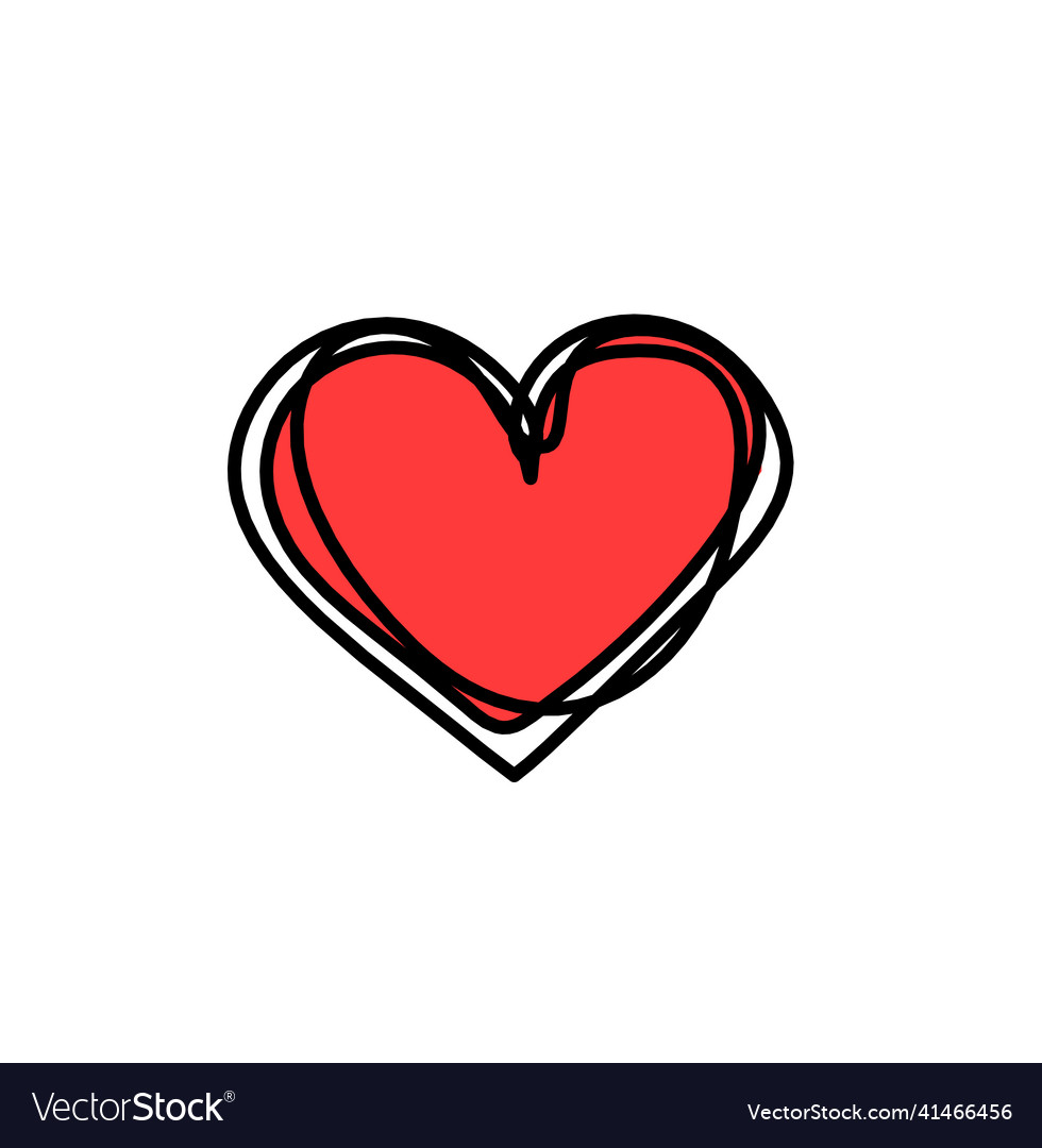 Abstract color heart as continuous line drawing