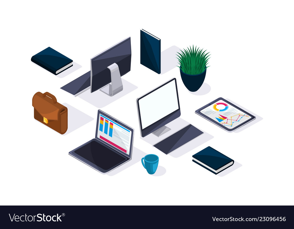 Business accessories isometric beautiful concept Vector Image