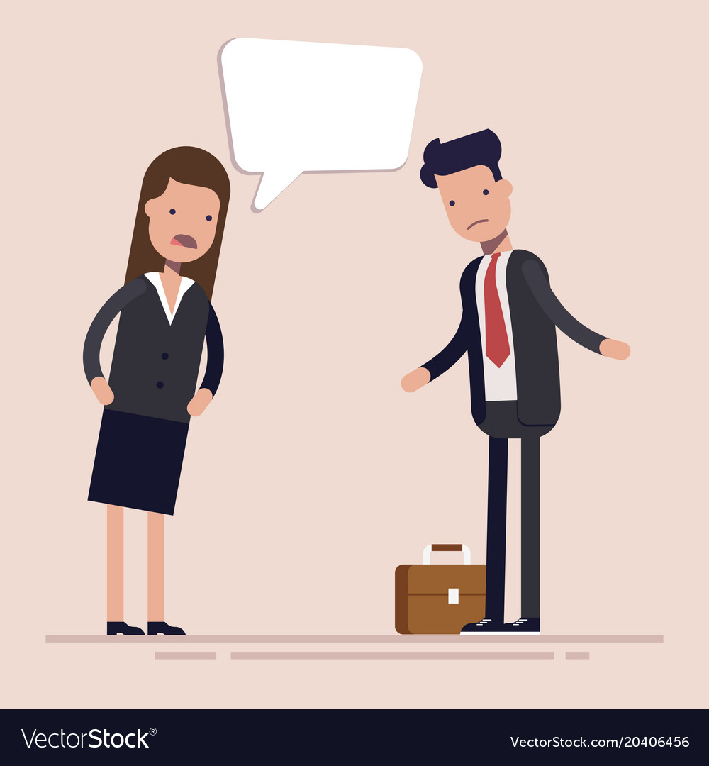 Businesswoman boss shouts at the man employee or Vector Image