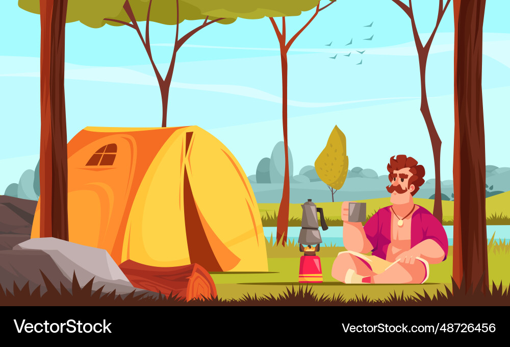 Camping flat Royalty Free Vector Image - VectorStock
