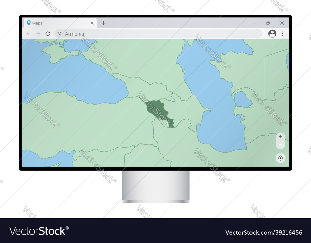 Computer monitor with map of armenia in browser Vector Image Computer monitor with map of armenia in browser