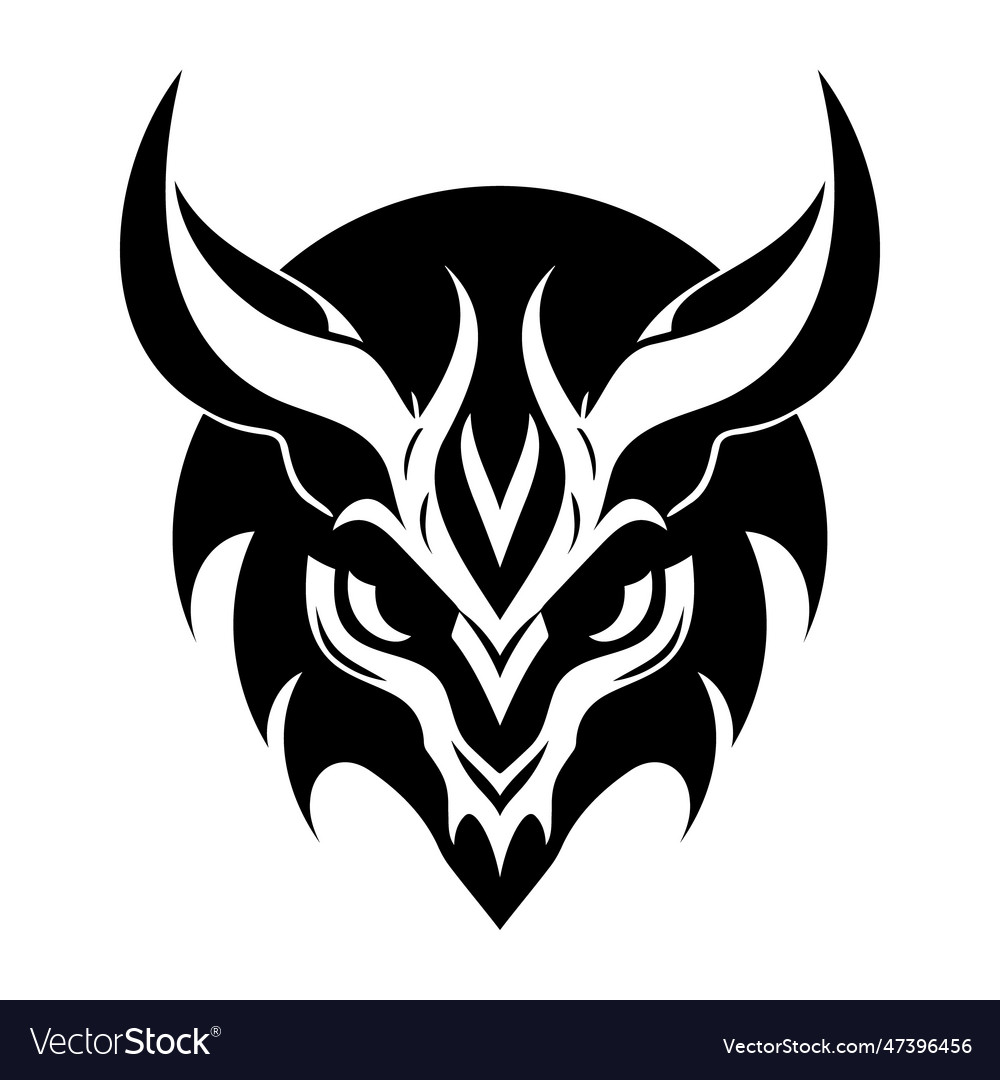 Devil Head Black And White Icon Royalty Free Vector Image