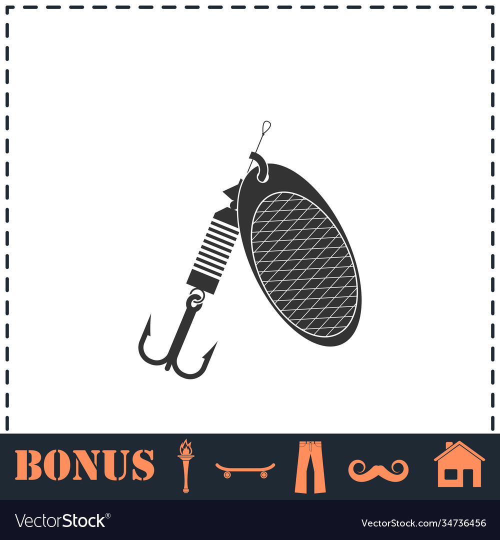 Fishing tackle icon flat