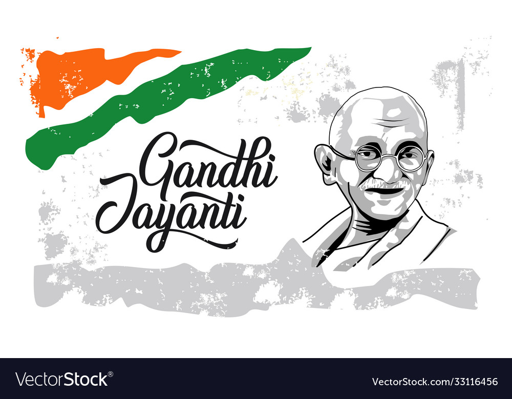 Gandhi jayanti wishes typography design Royalty Free Vector