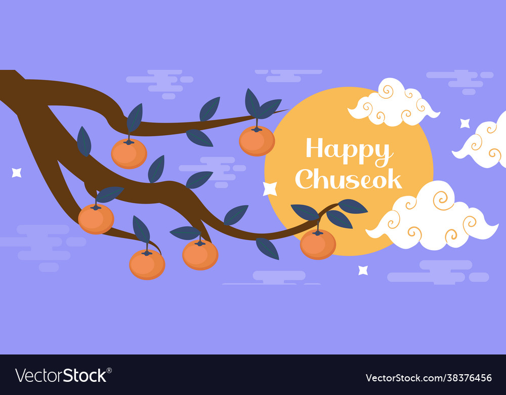 Happy chuseok mid autumn festival card poster