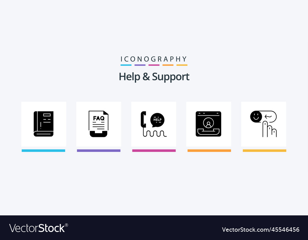 Help and support glyph 5 icon pack including