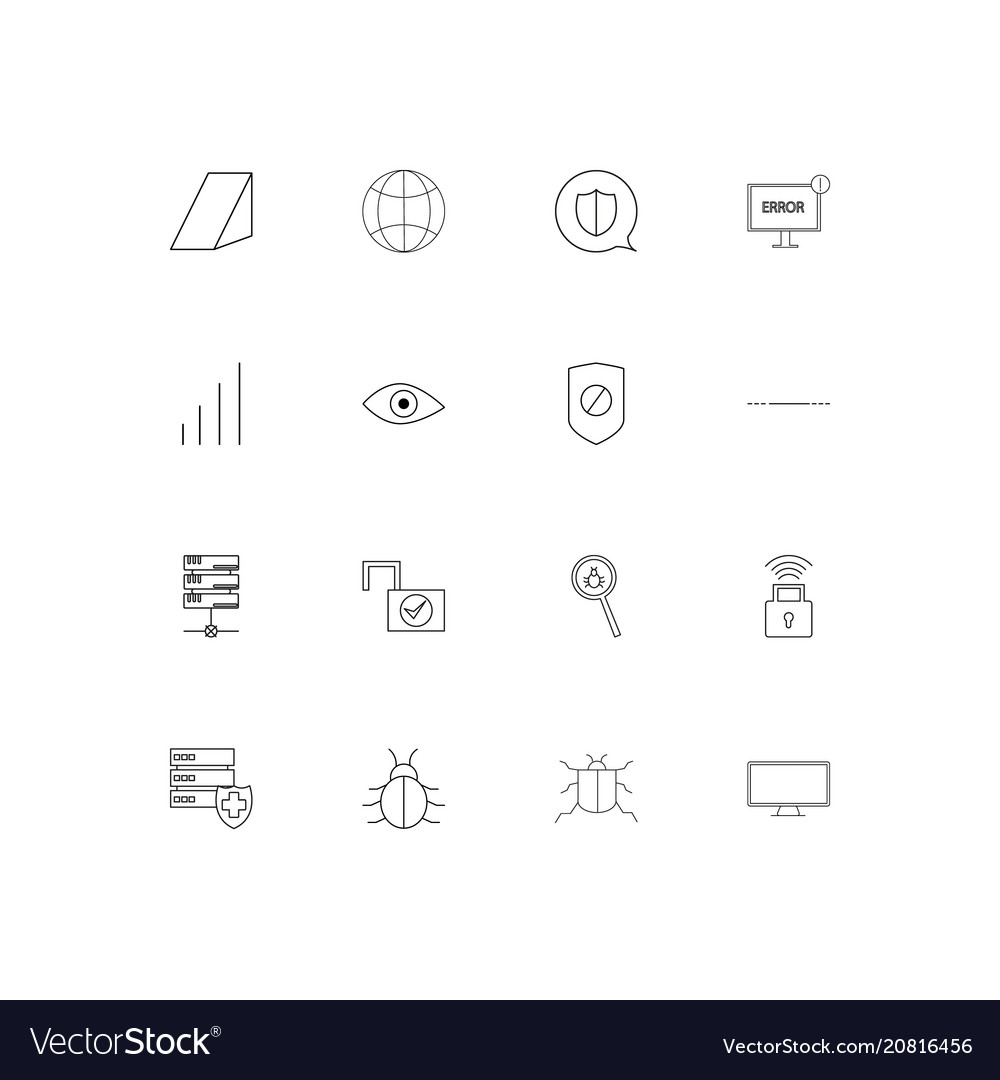 Internet security linear thin icons set outlined