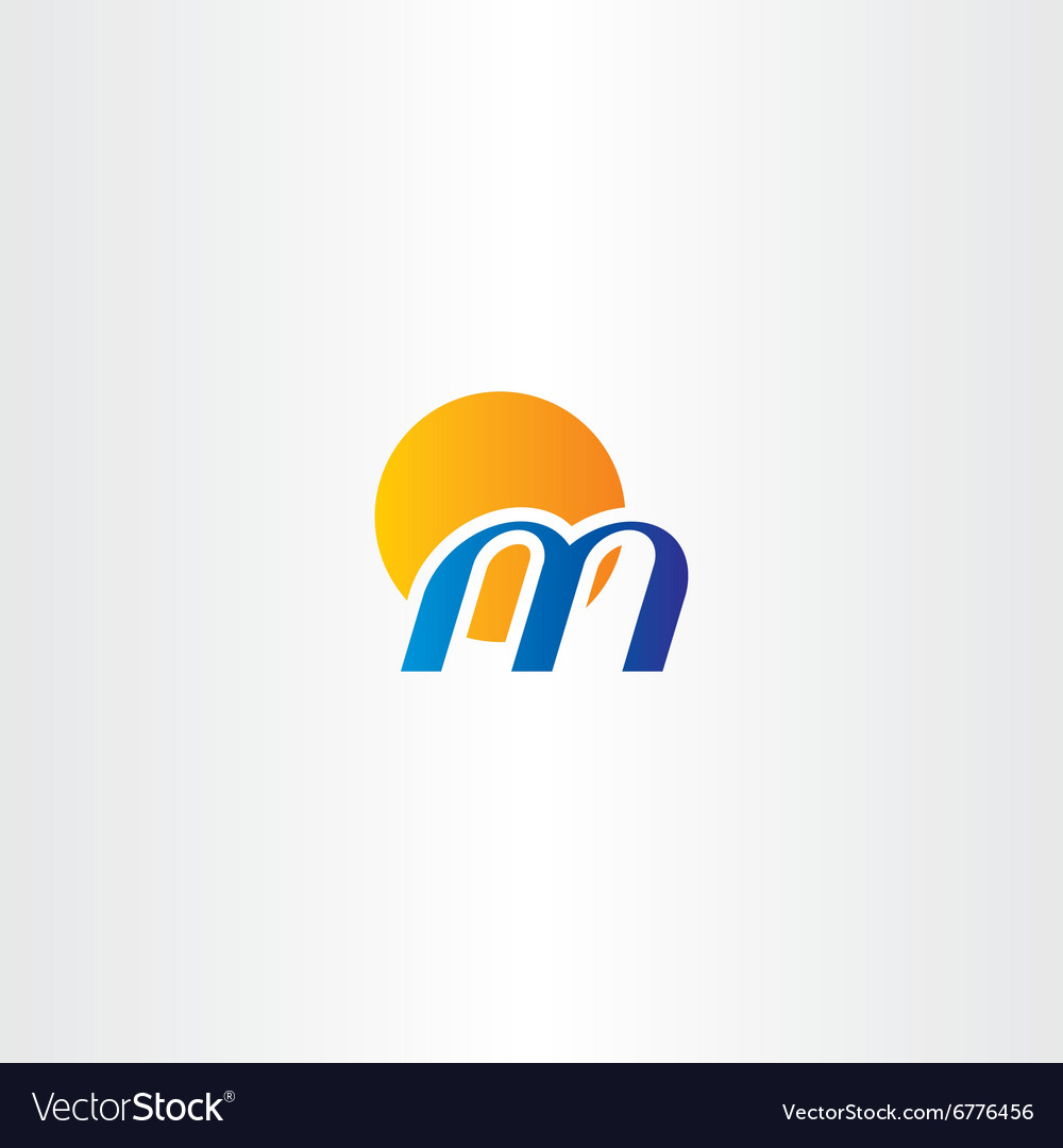 Letter m and sun logo logotype icon