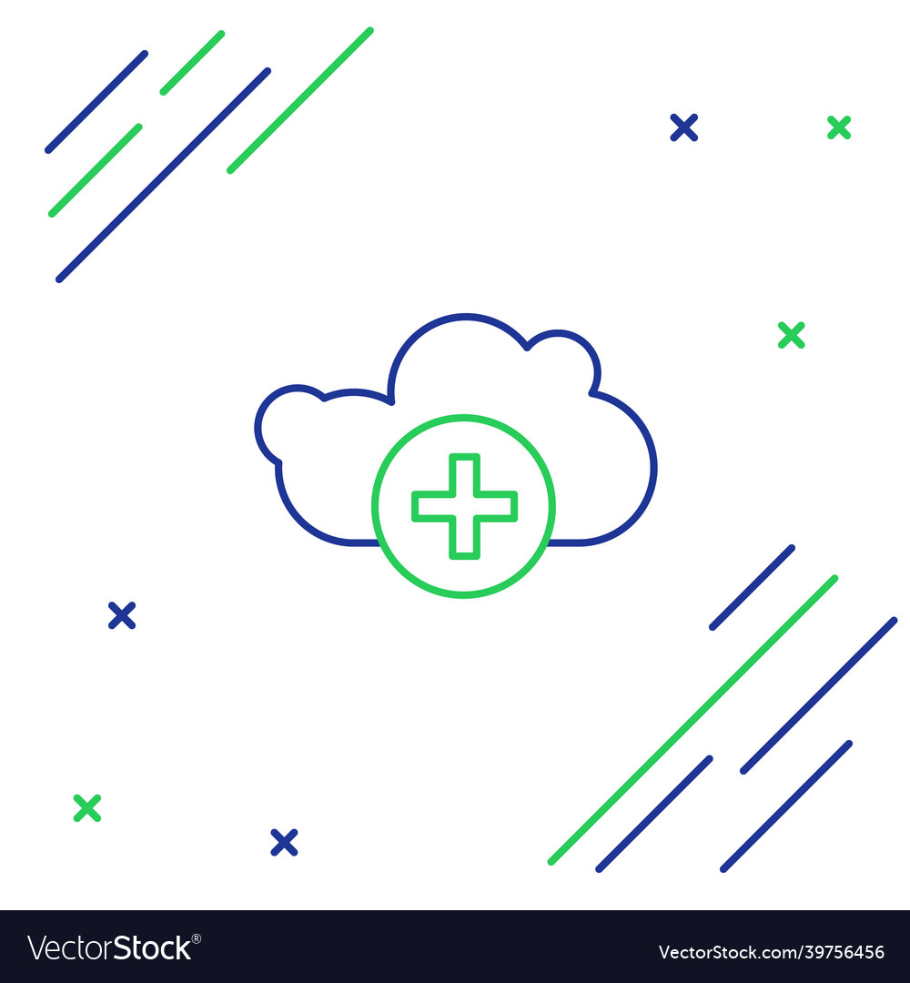 Line add cloud icon isolated on white background vector image Line add cloud icon isolated on white background
