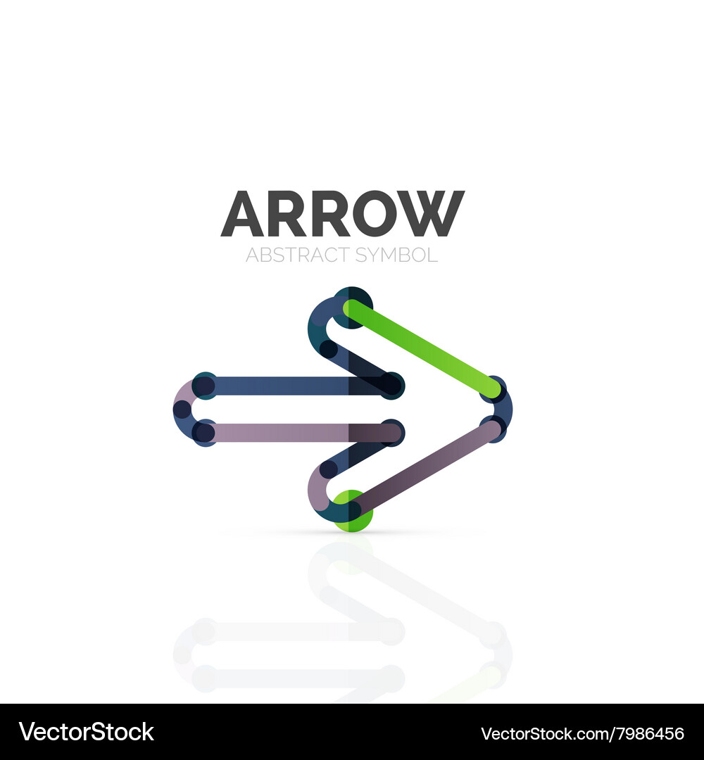 Linear arrow abstract logo connected multicolored Vector Image