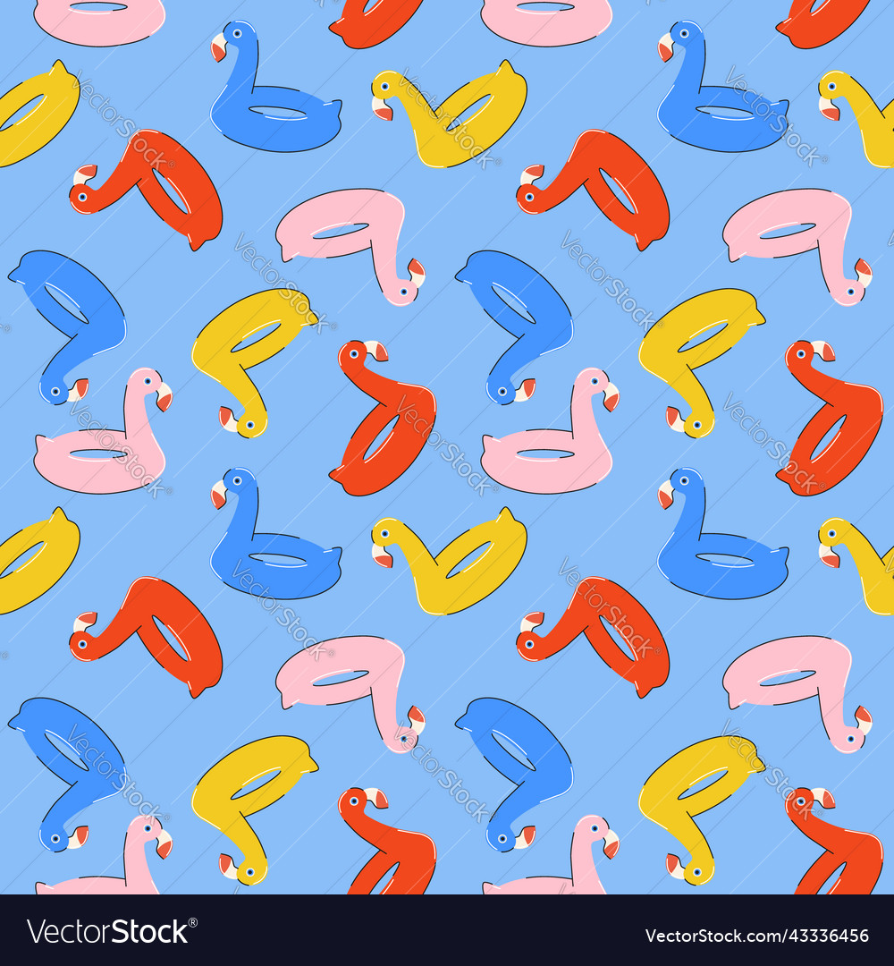 Pattern with colorful inflatable rubber flamingos vector image Pattern with colorful inflatable rubber flamingos