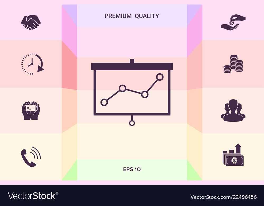 Projector screen with graph graphic elements