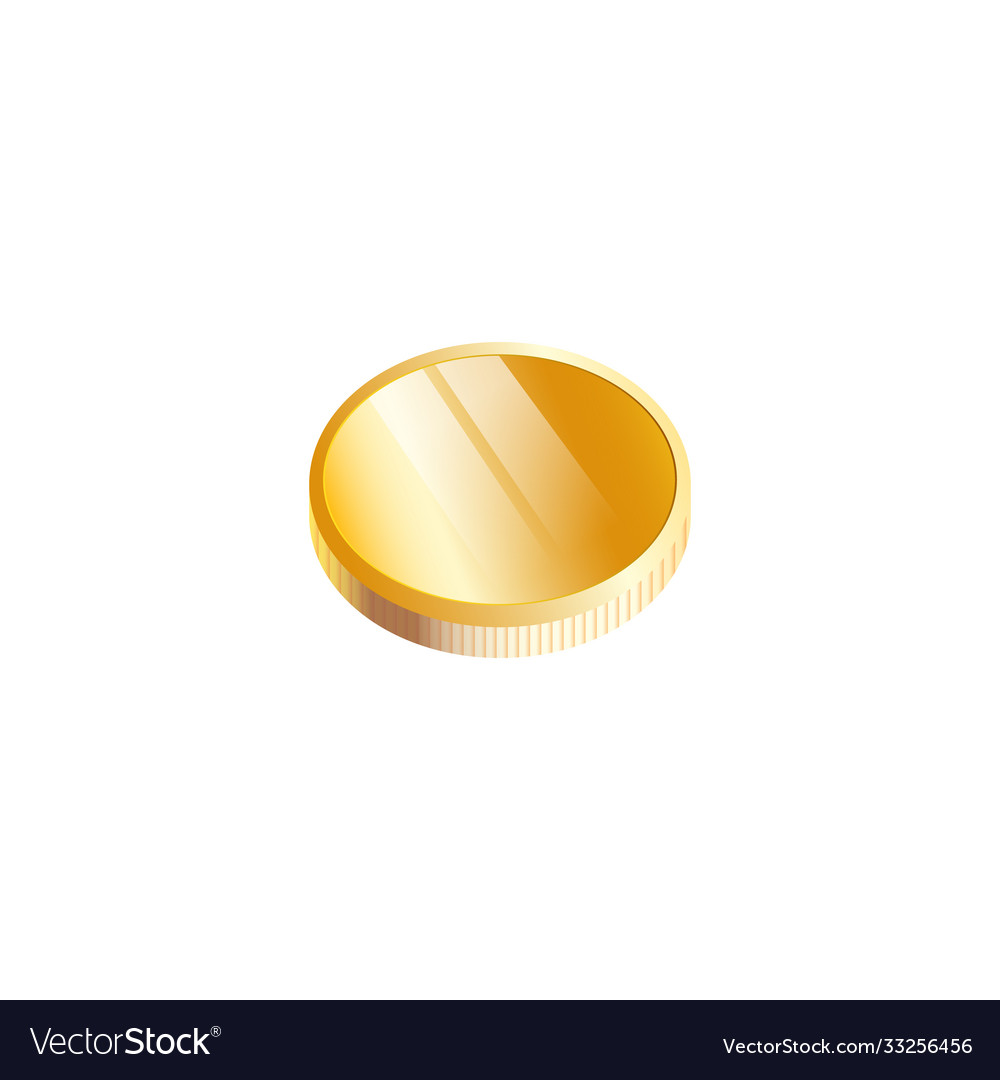 Realistic golden coin with blank shiny surface