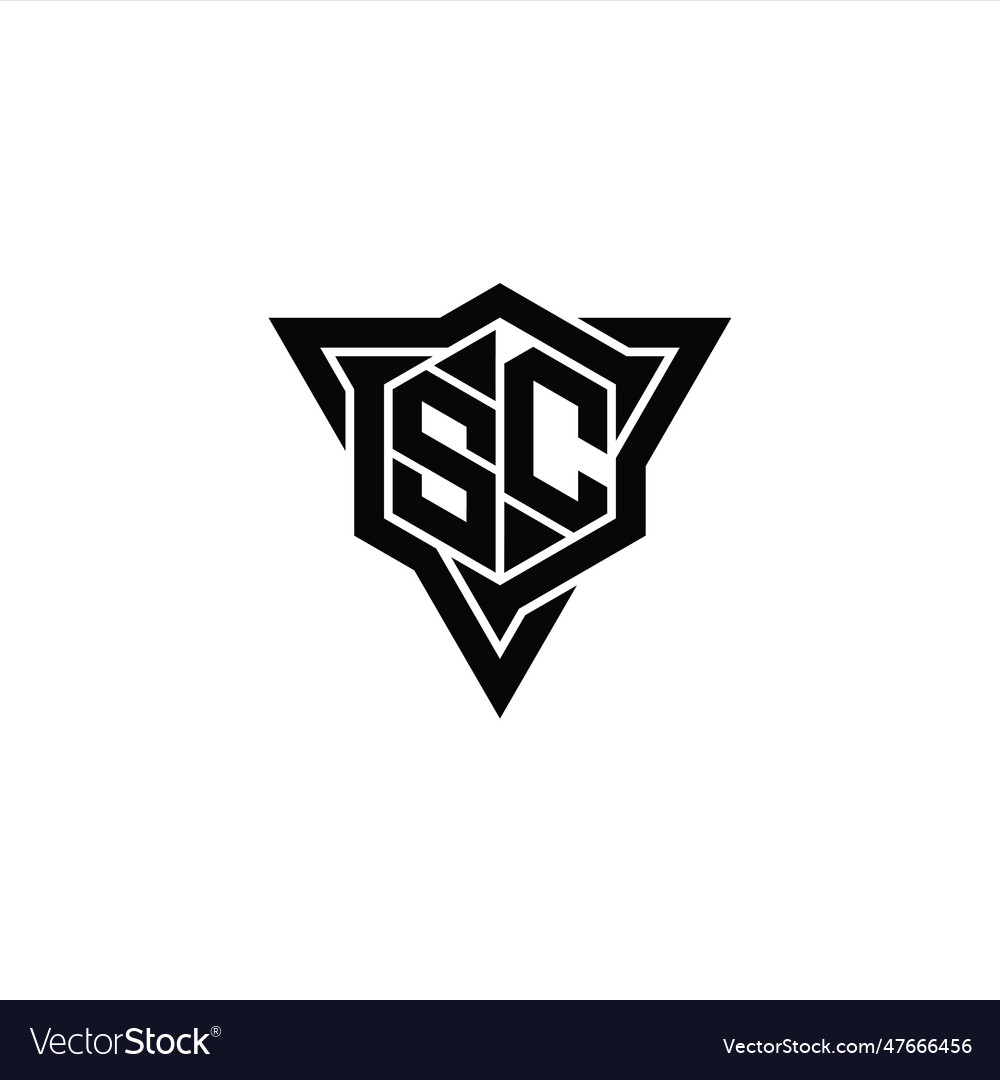 Sc logo monogram hexagon shape with triangle Vector Image Sc logo monogram hexagon shape with triangle