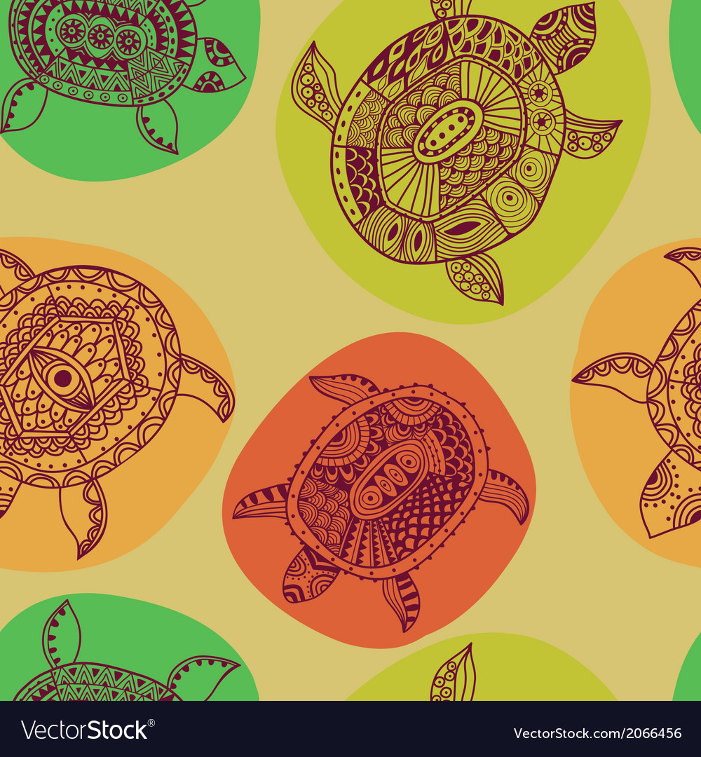 Seamless pattern with turtles can
