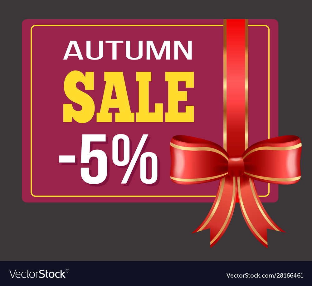 Herbst Verkauf und Rabattkarte mit Band vector image Herbst Verkauf und Rabattkarte mit Band