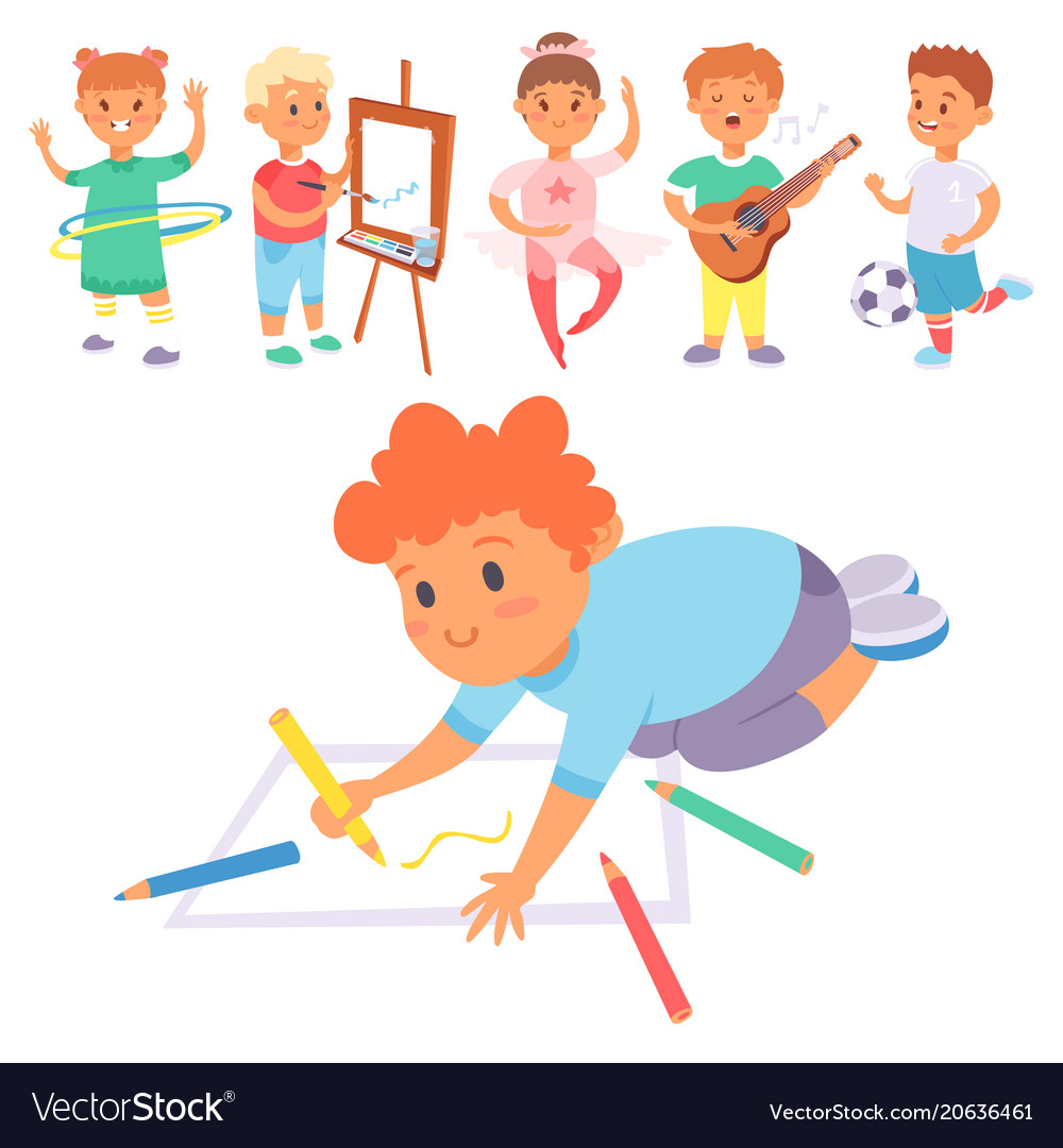 Children playing different types home Royalty Free Vector