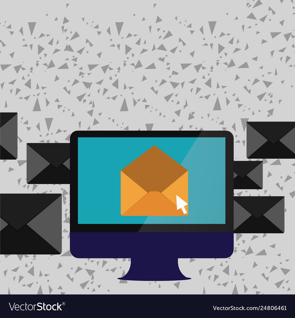 Computerbildschirm mit offenem Farbumschlag und klein vector image Computerbildschirm mit offenem Farbumschlag und klein