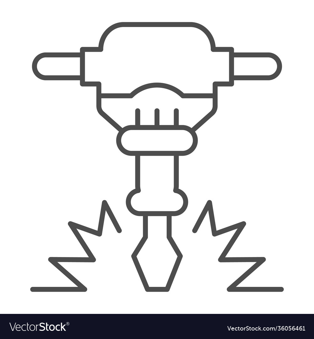 Construction jackhammer thin line icon labour day