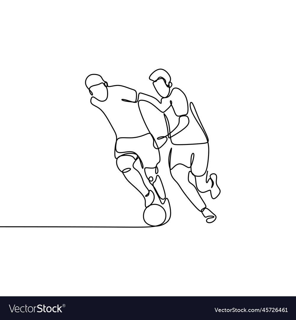 Continuous line drawing of running soccer Vector Image Continuous line drawing of running soccer