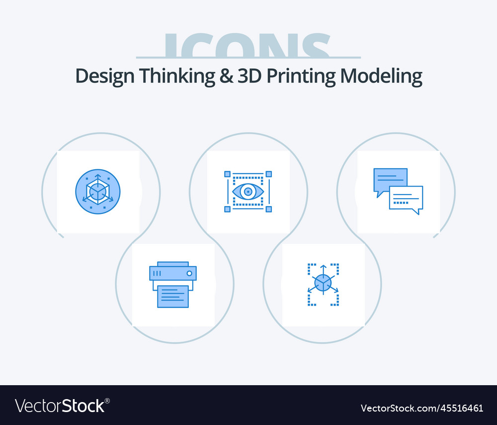 Design thinking and d printing modeling blue icon