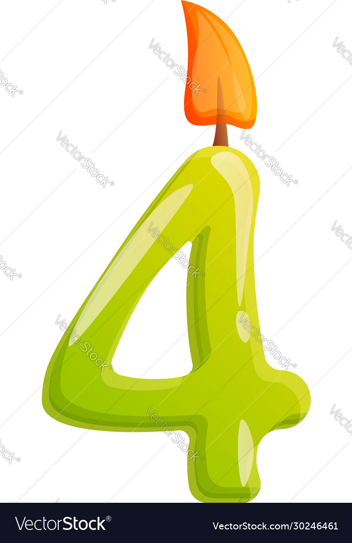 Four number candle icon cartoon style Royalty Free Vector