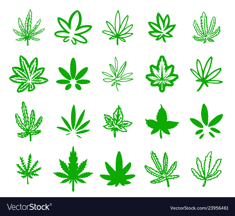 Hand drawn icon set of green