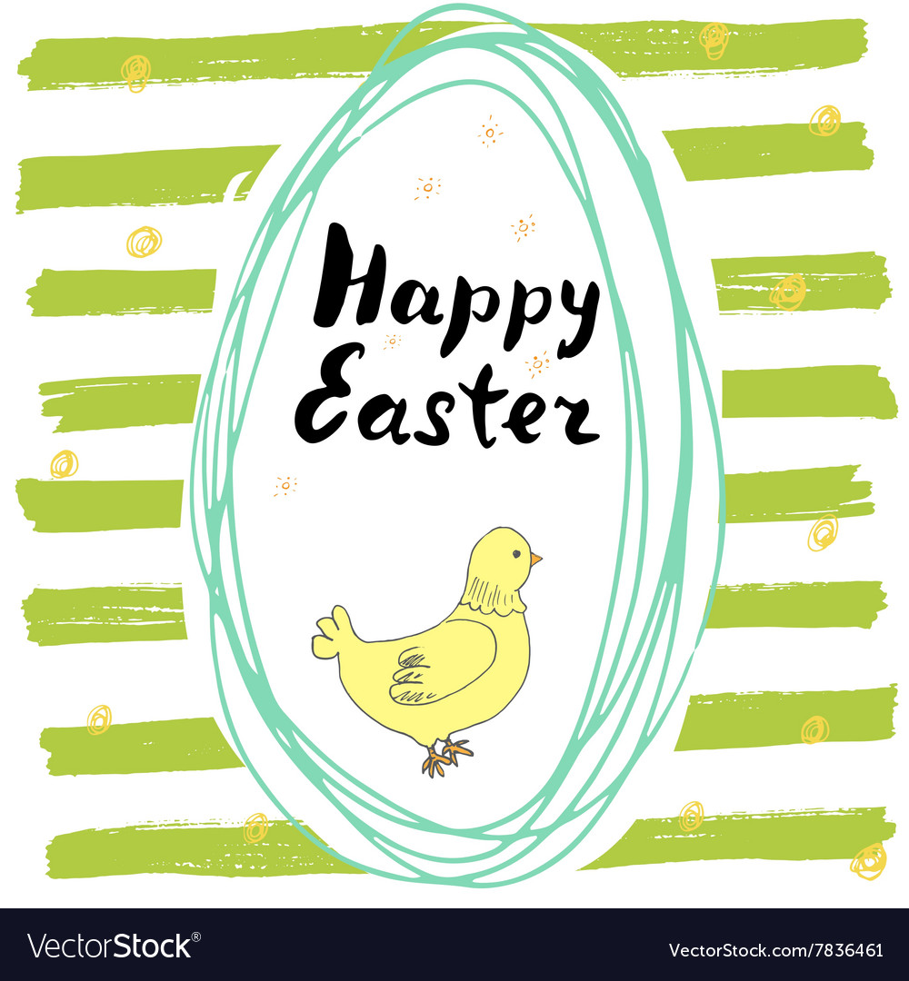 Happy easter hand drawn greeting card Royalty Free Vector