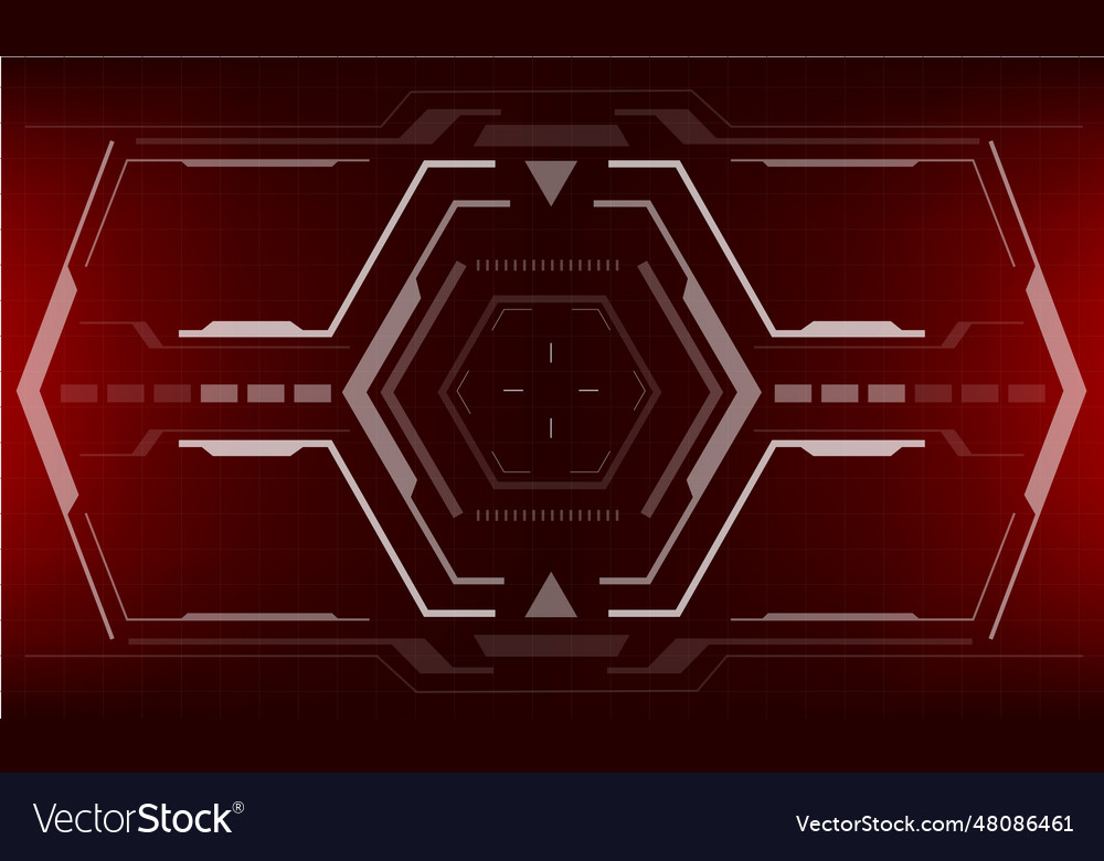 Hud sci-fi interface screen view red danger vector image Hud sci-fi interface screen view red danger