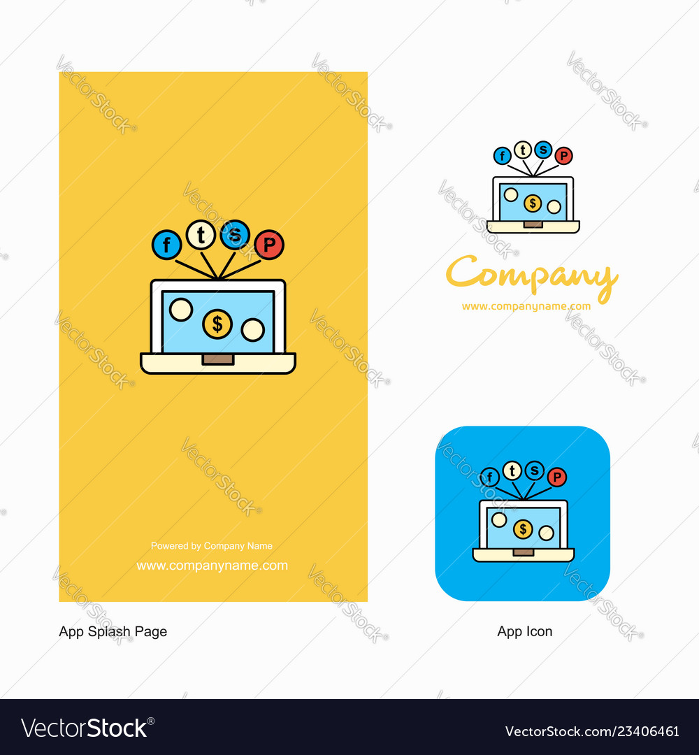 Laptop company logo app icon and splash page