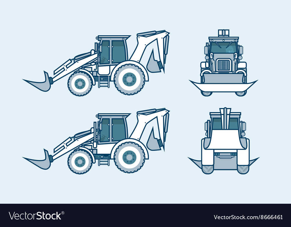Loader front side back view in line style