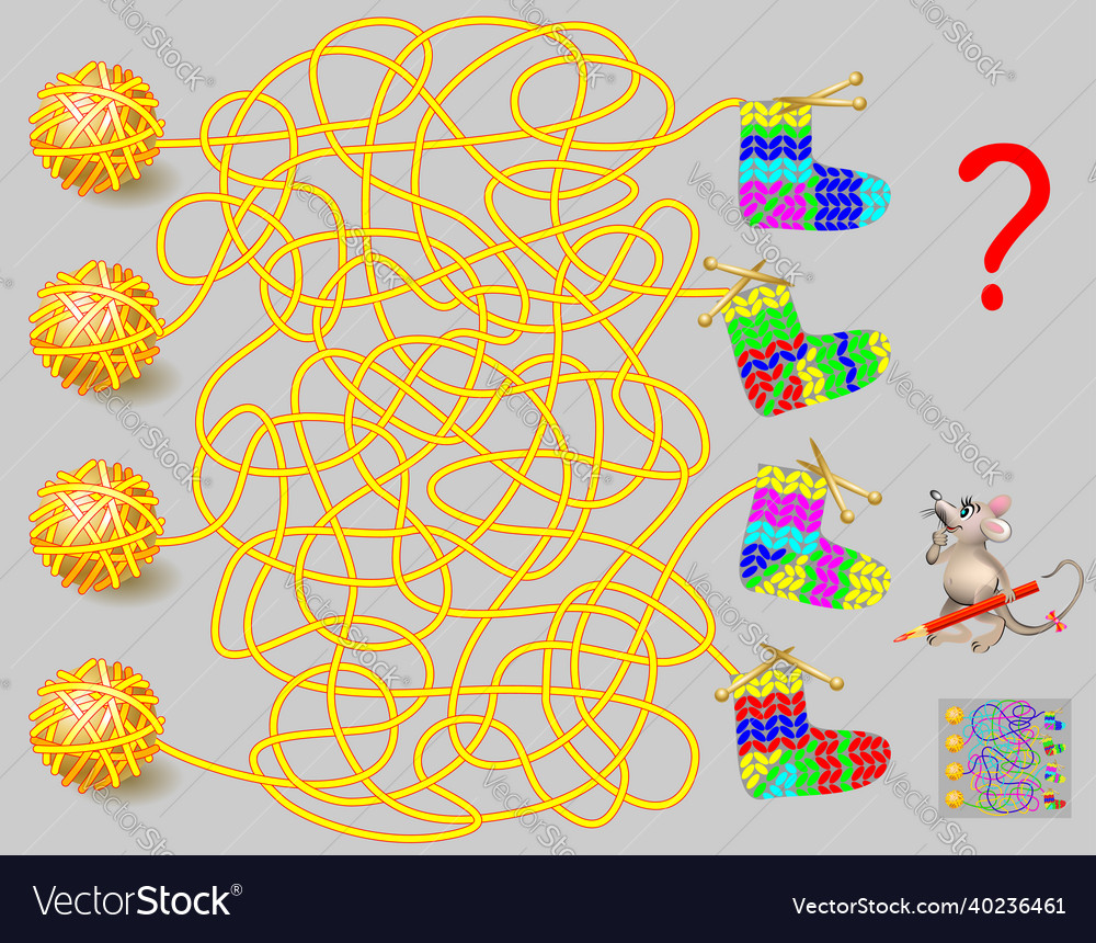 Logic puzzle game with labyrinth for children