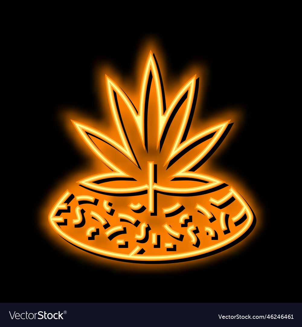 Marijuana drug plant neon glow icon