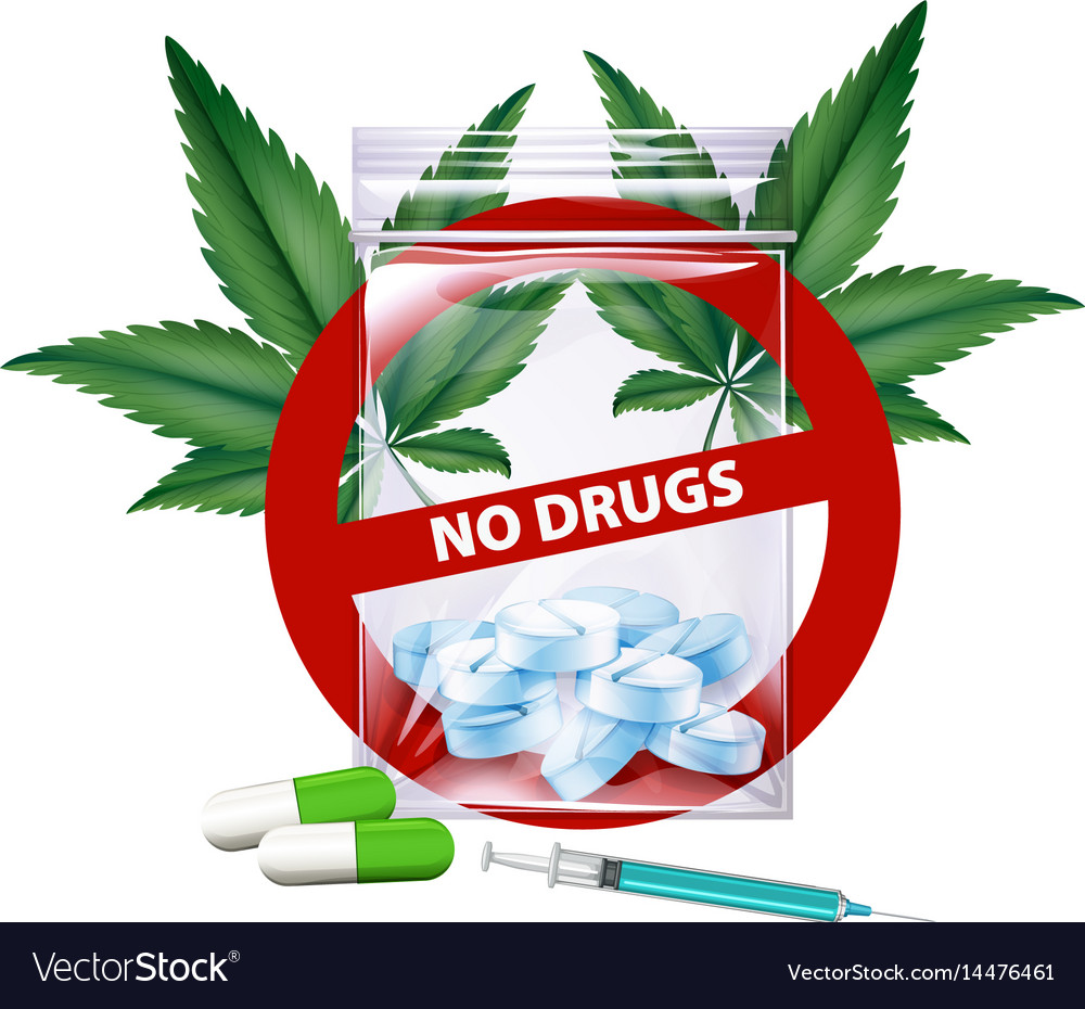 No drugs sign with marijuana leaves