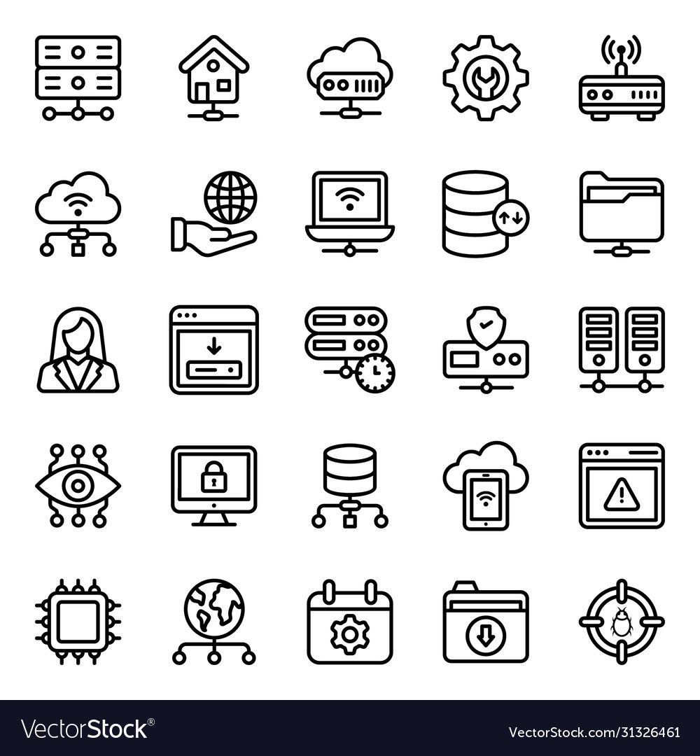 Pack web hosting icons Royalty Free Vector Image