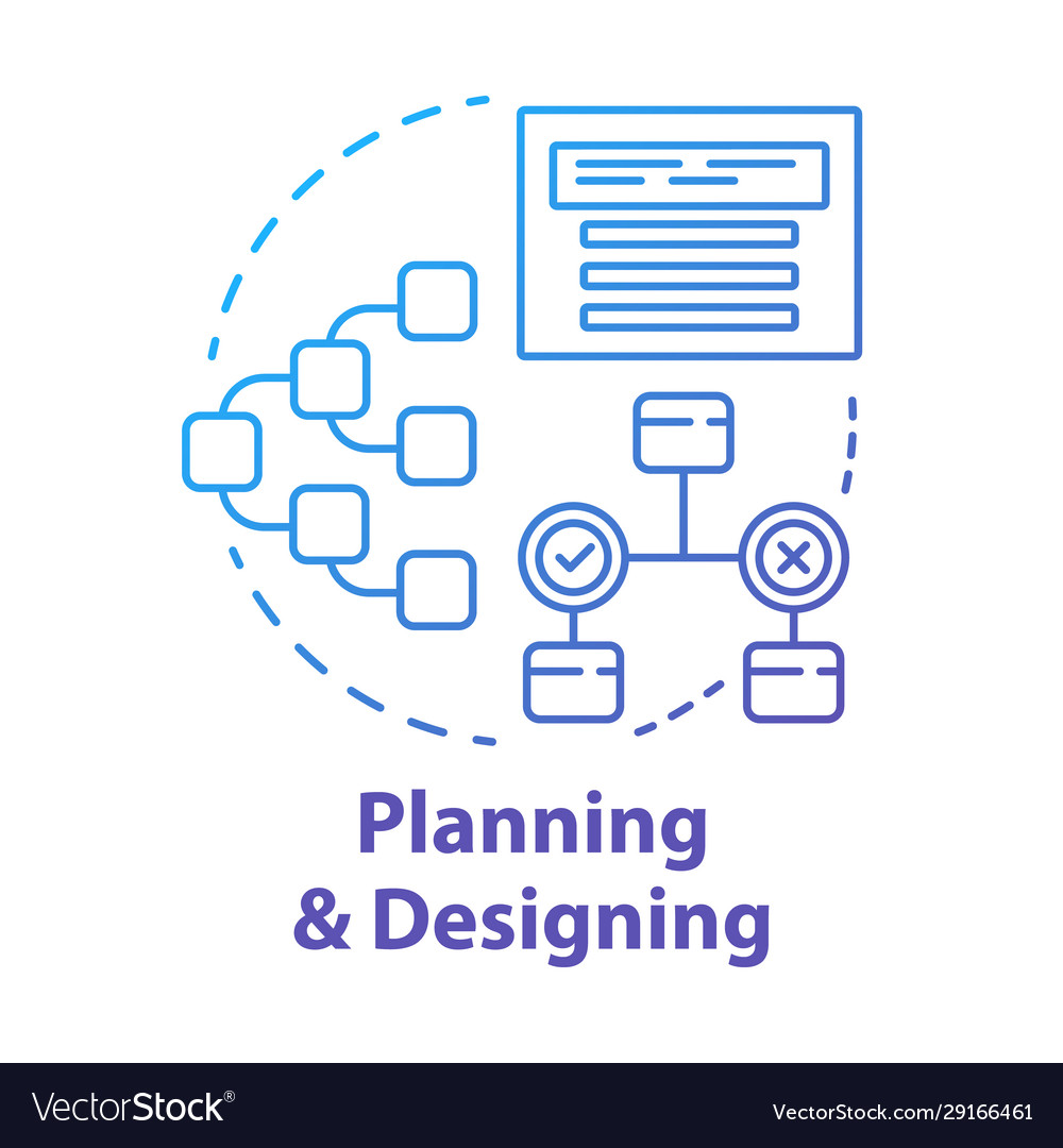 Planning and designing concept icon system Vector Image