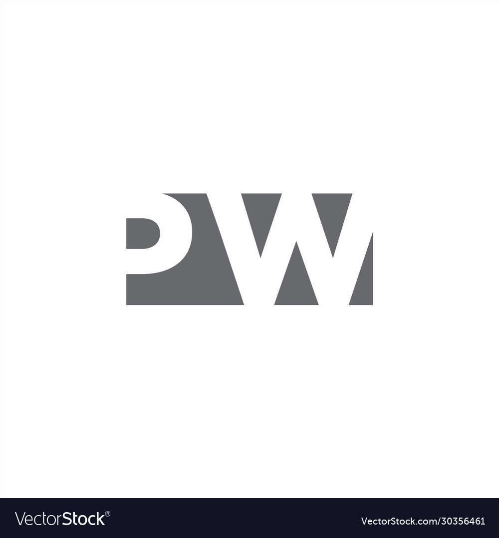 Pw logo monogram with negative space style design