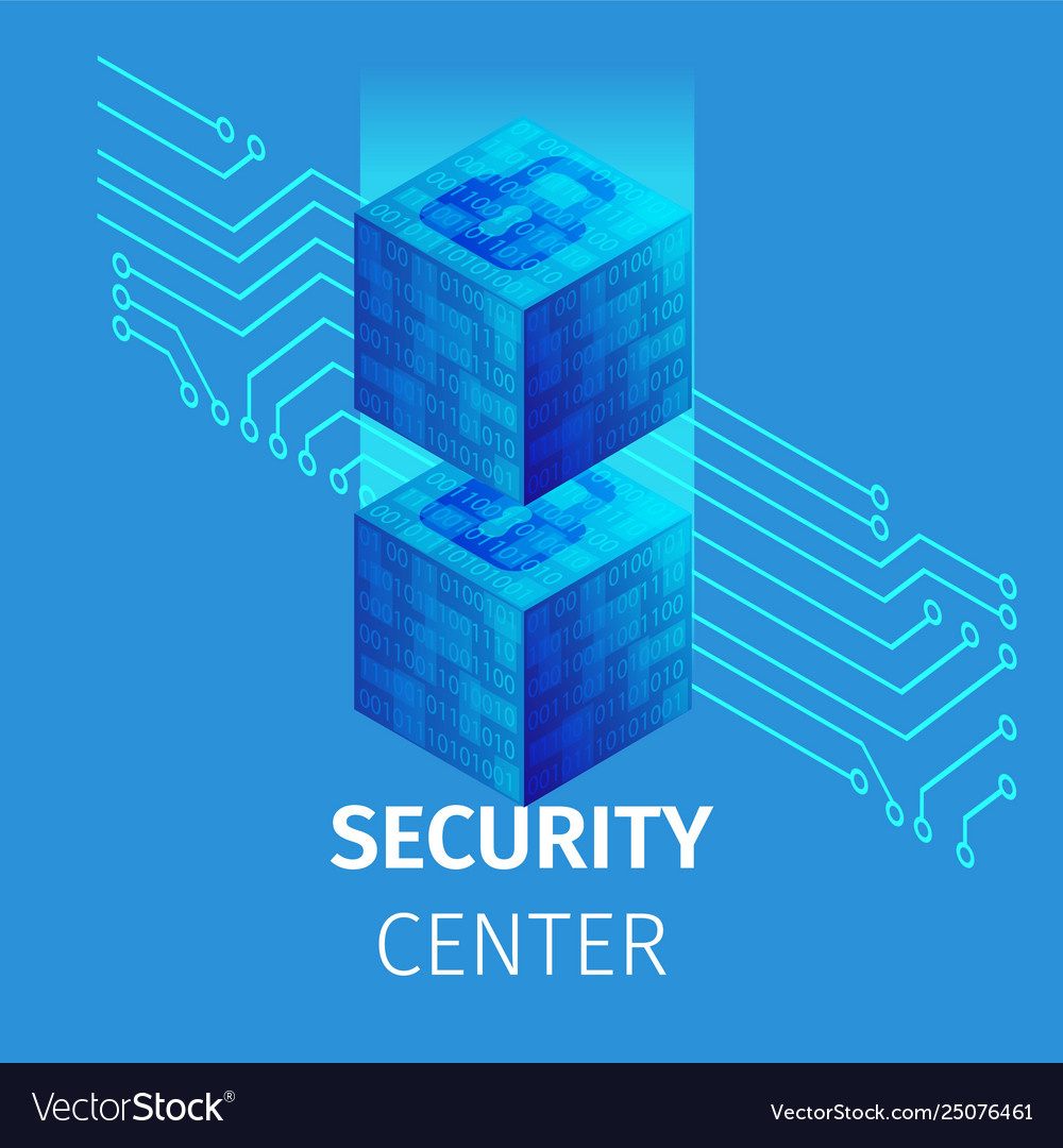 Security center square banner big data processing vector image Security center square banner big data processing