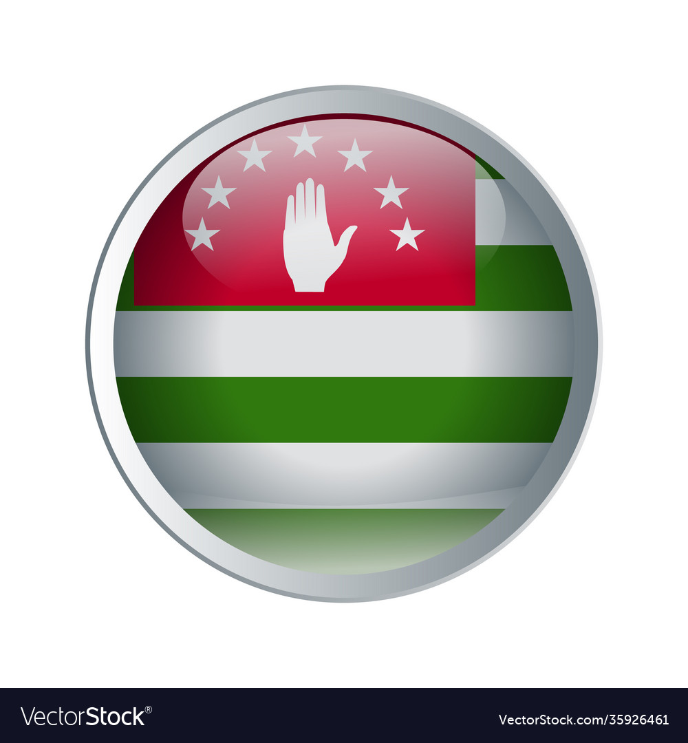 Shiny and emboss button with flag abkhazia Vector Image Shiny and emboss button with flag abkhazia