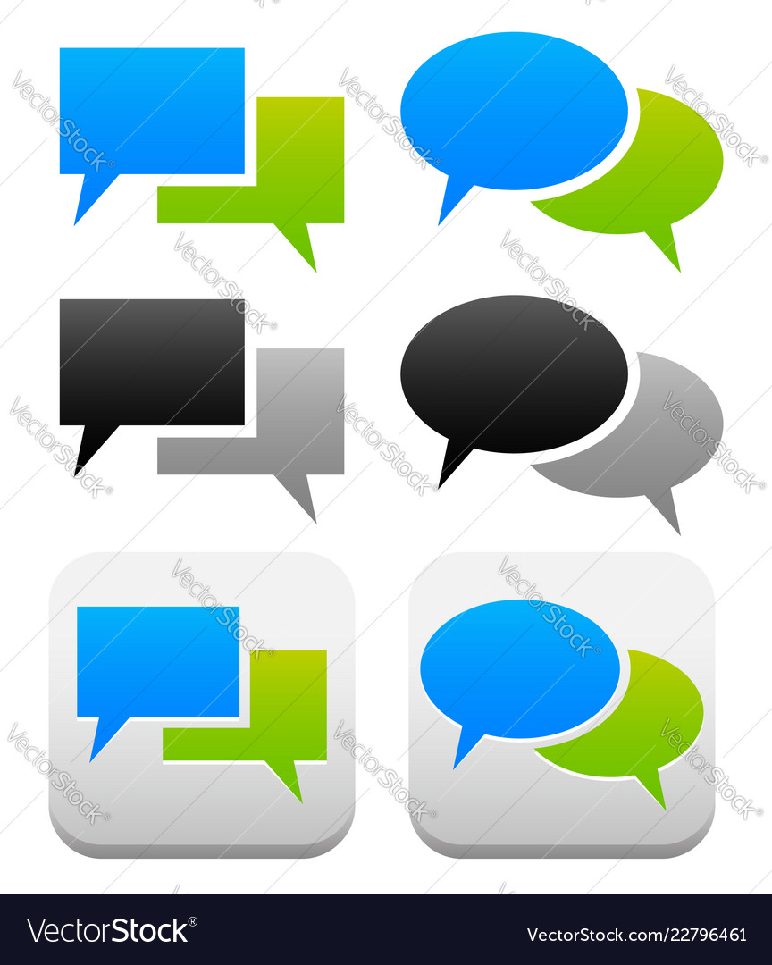 Speech talk bubble symbols and buttons with 2 vector image Speech talk bubble symbols and buttons with 2