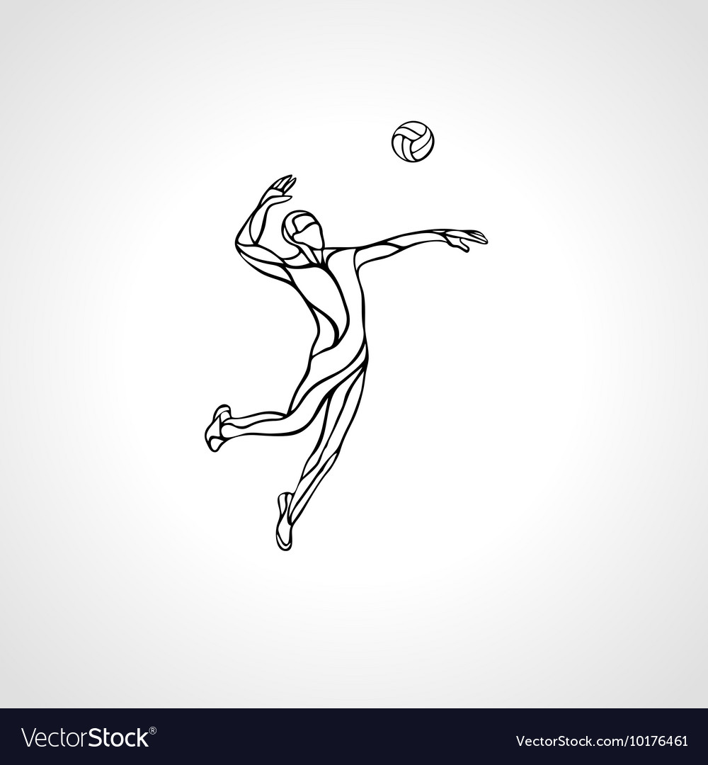 Volleyball player outline silhouette Royalty Free Vector