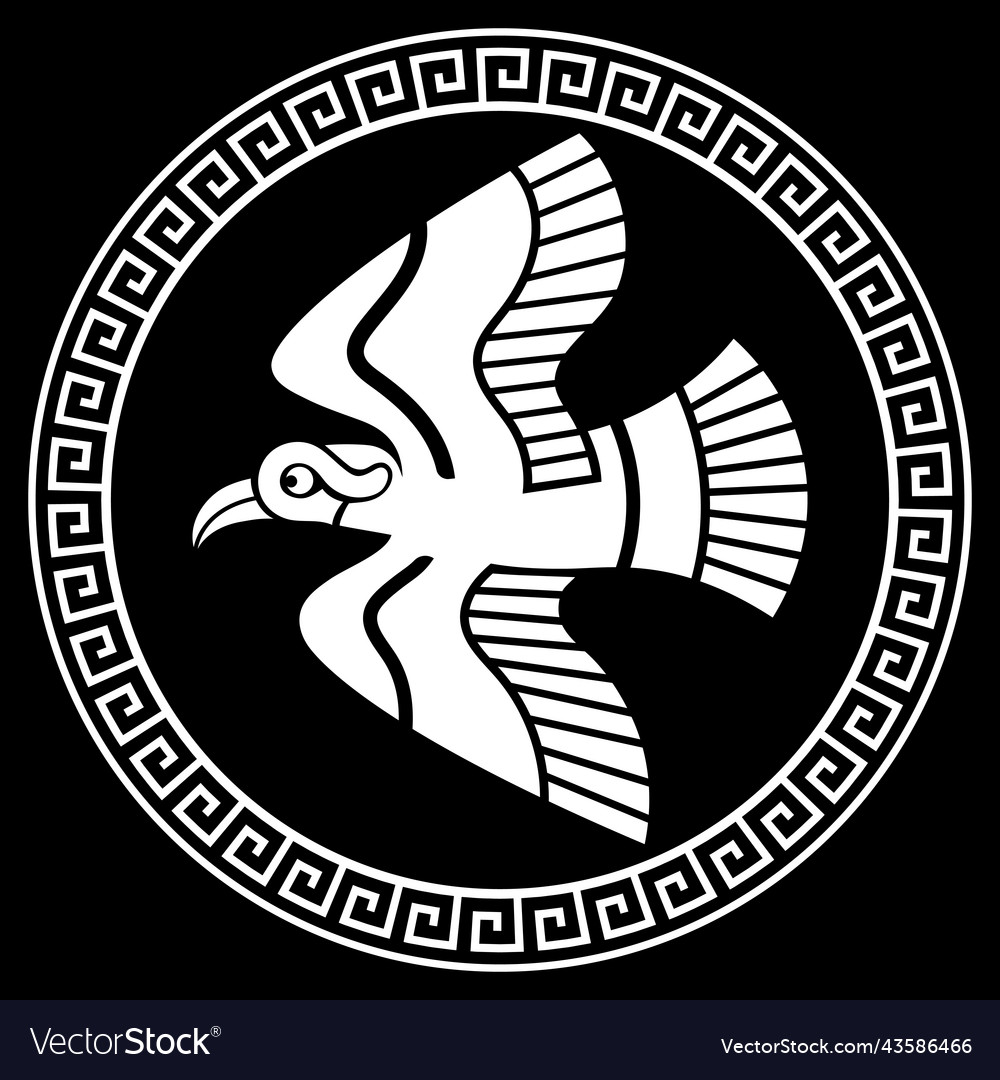 Ancient greece design flying crow Royalty Free Vector Image