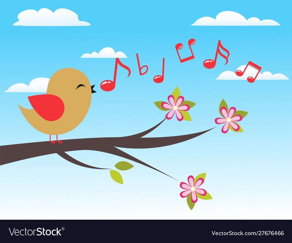 Bird with spring tree