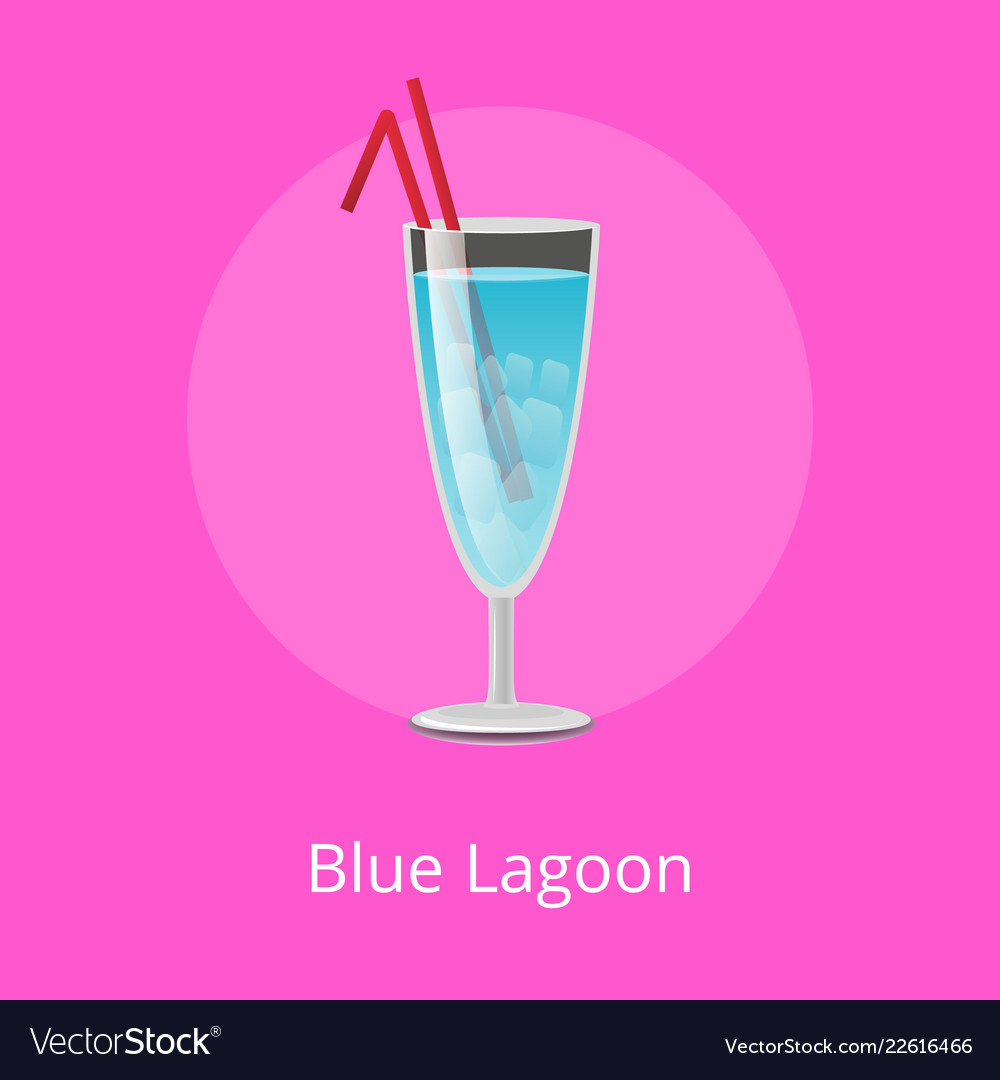 Blue lagoon refreshing summer drink with two straw